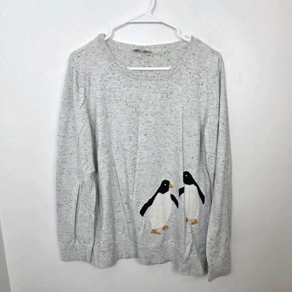 Loft Gray Black Lightweight Winter Penguin Casual Cute Unique Sweater Size XL - Picture 1 of 5